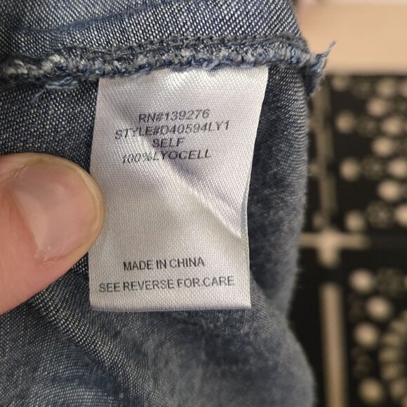 Chambray Cottagecore Boho Country Button-Down Denim Maxi Skirt Ruffle Hem L - Picture 10 of 11